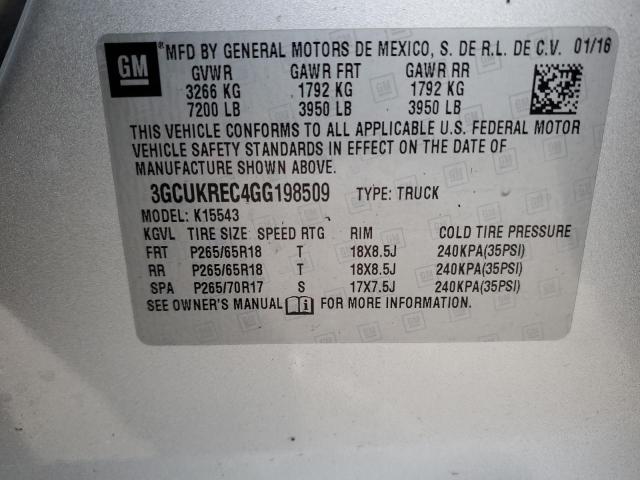 2016 CHEVROLET SILVERADO - 3GCUKREC4GG198509