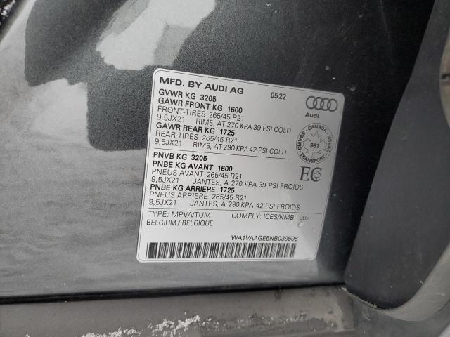 2022 AUDI E-TRON CHR WA1VAAGE5NB039506