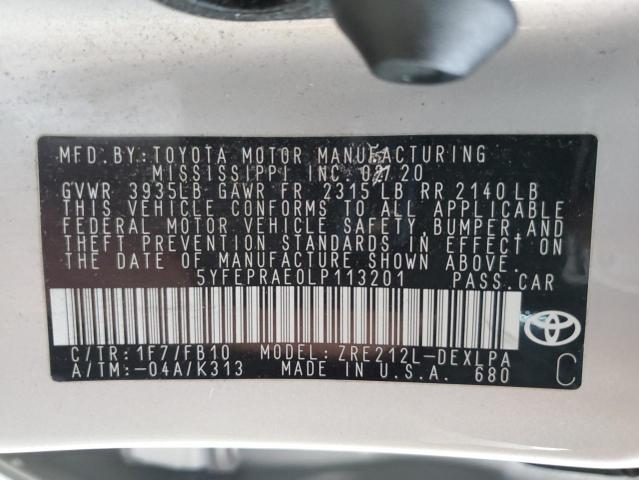 2020 TOYOTA COROLLA LE - 5YFEPRAE0LP113201