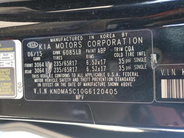 2016 KIA SEDONA L KNDMA5C10G6120405