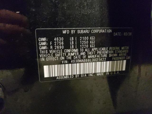 2020 SUBARU LEGACY 4S3BWAB66L3021422