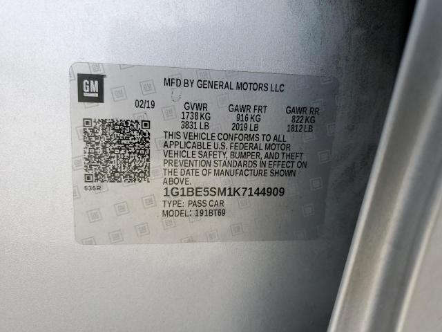 2019 CHEVROLET CRUZE LT 1G1BE5SM1K7144909