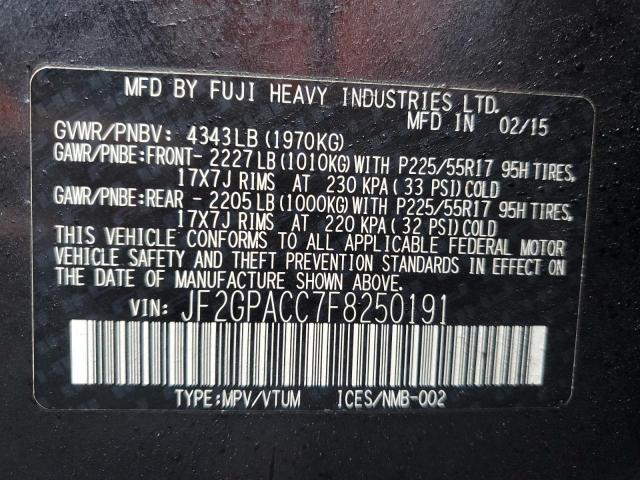 2015 SUBARU XV CROSSTR JF2GPACC7F8250191