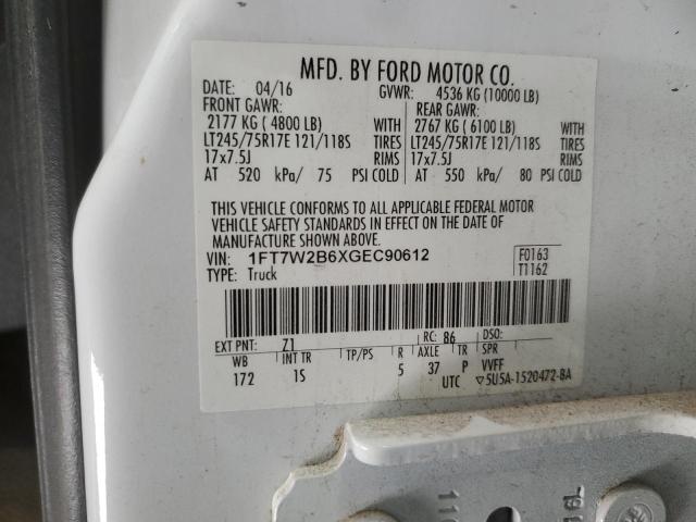 2016 FORD F250 SUPER 1FT7W2B6XGEC90612