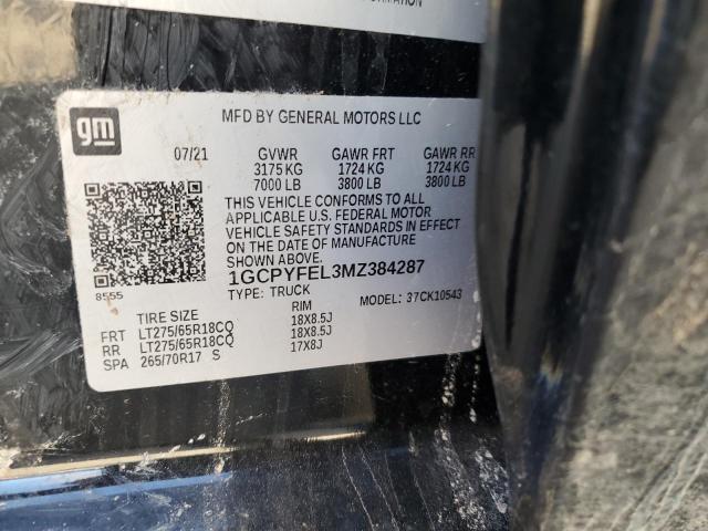 2021 CHEVROLET SILVERADO - 1GCPYFEL3MZ384287