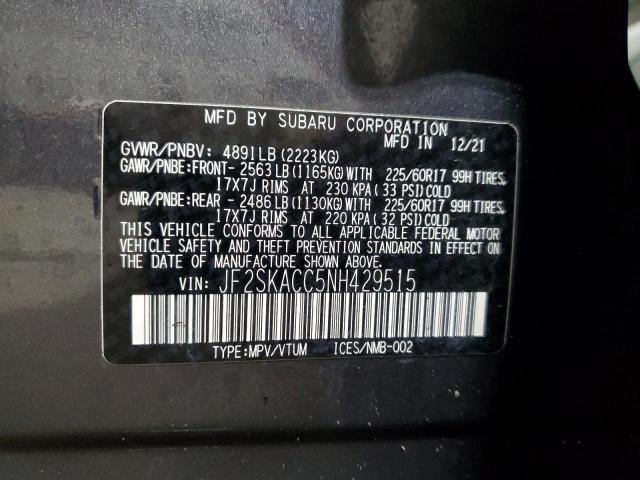 2022 SUBARU FORESTER JF2SKACC5NH429515