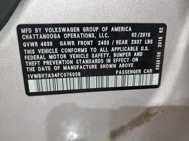 2015 VOLKSWAGEN PASSAT SE - 1VWBV7A34FC075008
