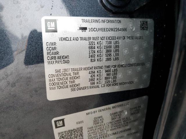 2021 CHEVROLET SILVERADO 1GCUYEED2MZ264566