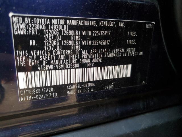 VIN 4T3RWRFV6MU035608 2021 TOYOTA RAV4 no.14