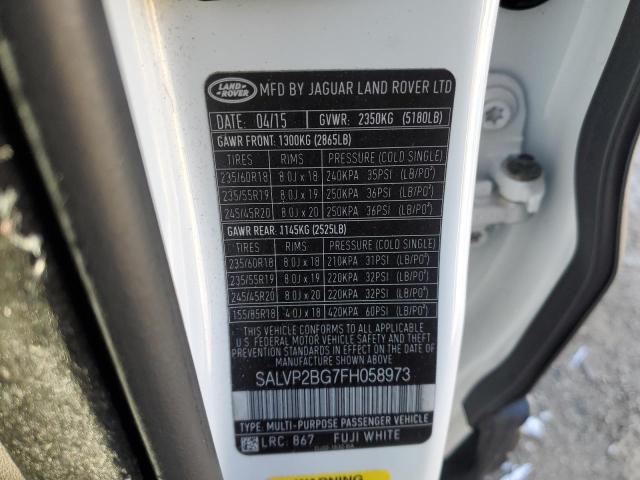 2015 LAND ROVER RANGE ROVE - SALVP2BG7FH058973