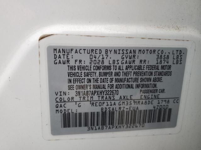 2017 NISSAN SENTRA S - 3N1AB7APXHY322670