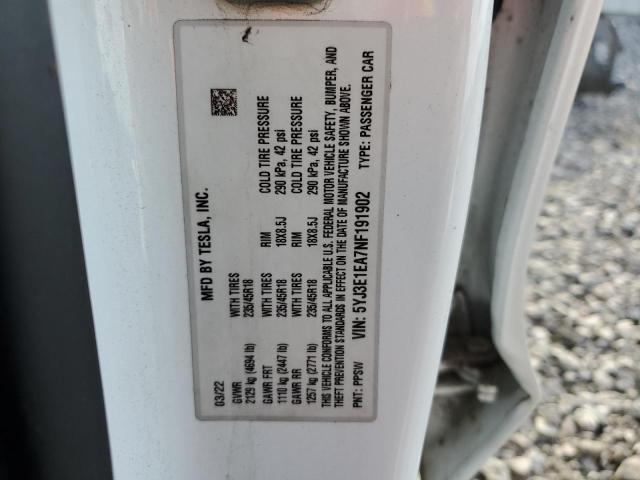 2022 TESLA MODEL 3 - 5YJ3E1EA7NF191902