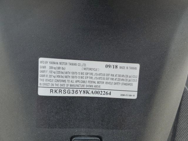 2019 YAMAHA XC155 RKRSG36Y8KA002264