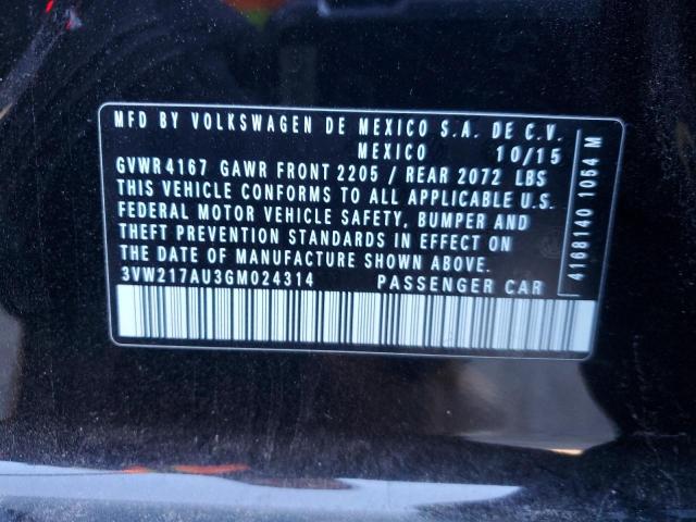 2016 VOLKSWAGEN GOLF S/SE 3VW217AU3GM024314