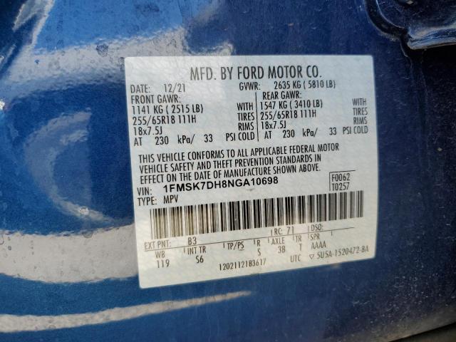 2022 FORD EXPLORER X - 1FMSK7DH8NGA10698