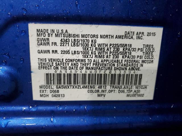 2015 MITSUBISHI OUTLANDER - 4A4AR4AW9FE033894