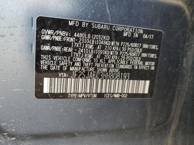 2017 SUBARU FORESTER 2 - JF2SJAEC3HH808193