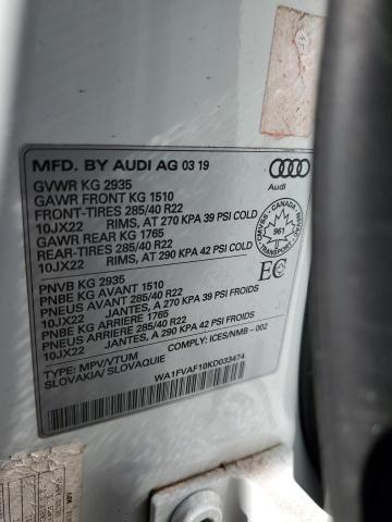 2019 AUDI Q8 PRESTIG WA1FVAF10KD033474