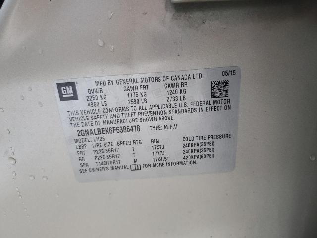 2015 CHEVROLET EQUINOX LT 2GNALBEK6F6386478