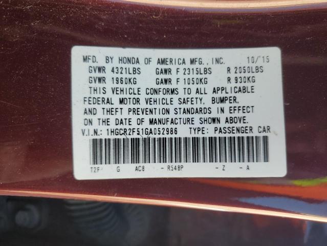 2016 HONDA ACCORD SPO 1HGCR2F51GA052986