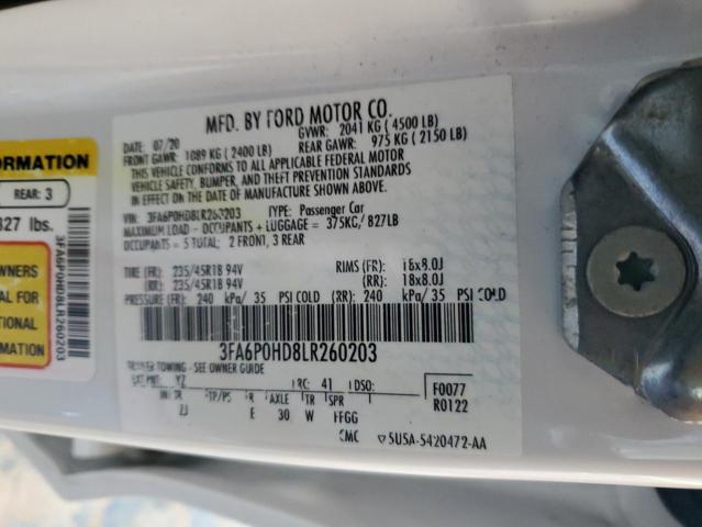 2020 FORD FUSION SE - 3FA6P0HD8LR260203