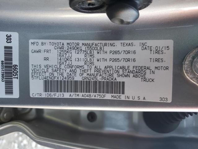 2015 TOYOTA TACOMA DOU 5TFLU4EN0FX124959