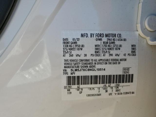 2022 LINCOLN AVIATOR RE 5LM5J7XC8NGL10514