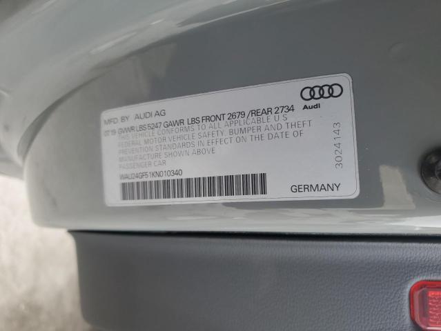 2019 AUDI S5 PRESTIG WAU24GF51KN010340