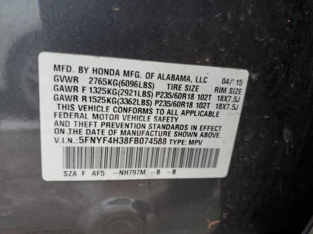 2015 HONDA PILOT SE 5FNYF4H38FB074588