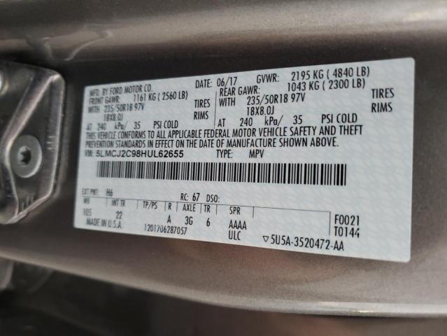 2017 LINCOLN MKC SELECT 5LMCJ2C98HUL62655