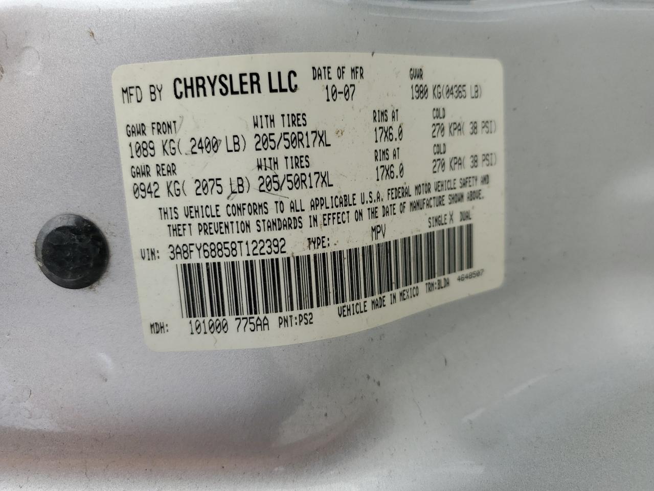 Lot #3050858342 2008 CHRYSLER PT CRUISER