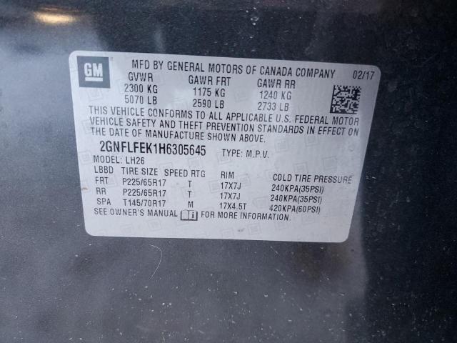 2017 CHEVROLET EQUINOX LT 2GNFLFEK1H6305645