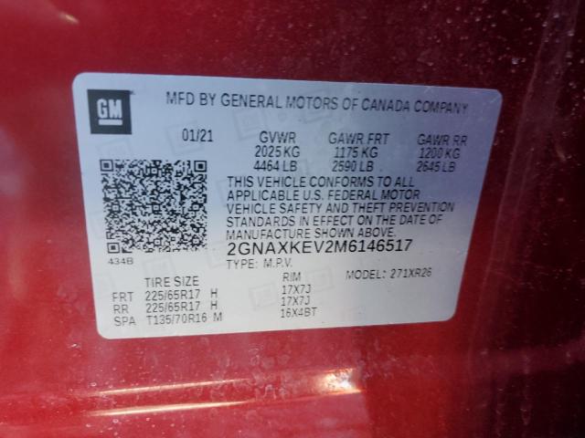 2021 CHEVROLET EQUINOX LT - 2GNAXKEV2M6146517