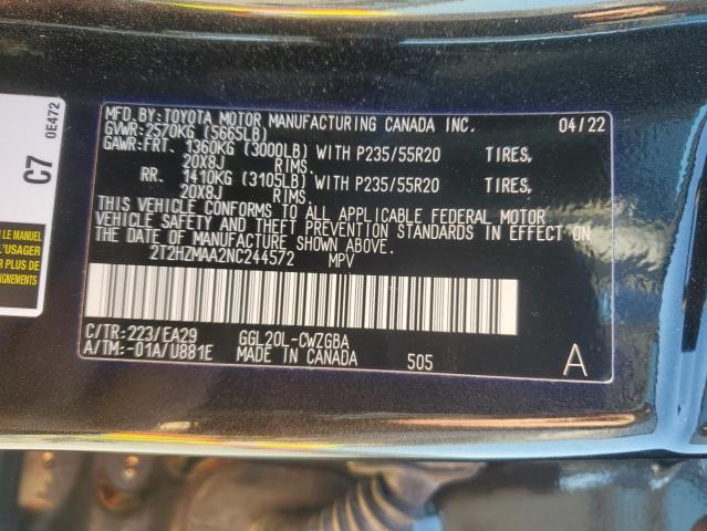 2022 LEXUS RX 350 2T2HZMAA2NC244572