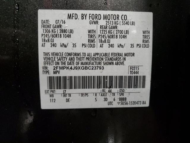 2016 FORD EDGE SEL - 2FMPK4J9XGBC23793