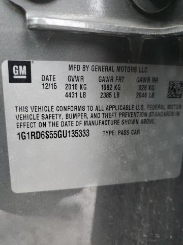 2016 CHEVROLET VOLT LTZ 1G1RD6S55GU135333