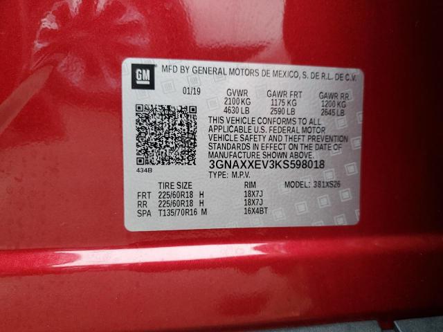 2019 CHEVROLET EQUINOX PR 3GNAXXEV3KS598018