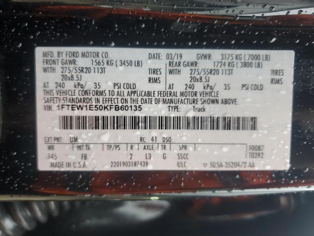 2019 FORD F150 SUPER 1FTEW1E50KFB60135