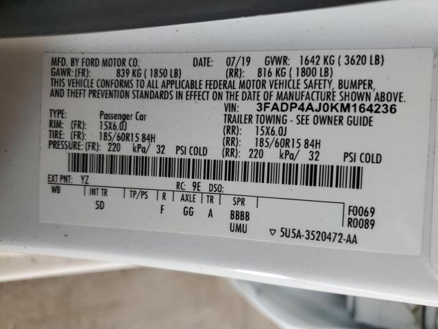 2019 FORD FIESTA S - 3FADP4AJ0KM164236