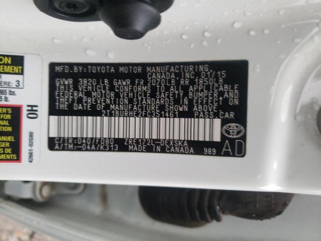 2015 TOYOTA COROLLA L - 2T1BURHE2FC351461