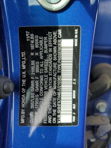 2018 HONDA CIVIC SPOR - SHHFK7H46JU210382