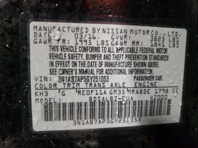 2016 NISSAN SENTRA S - 3N1AB7AP5GY251053