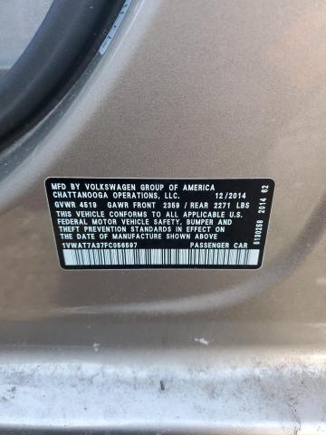 2015 VOLKSWAGEN PASSAT S 1VWAT7A37FC056597