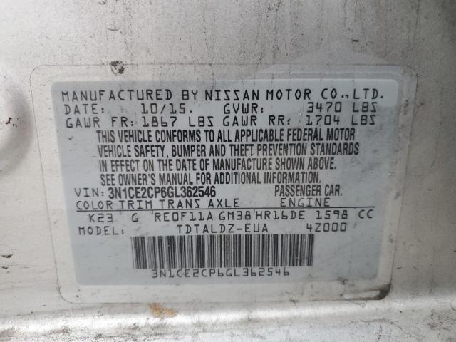 2016 NISSAN VERSA NOTE - 3N1CE2CP6GL362546