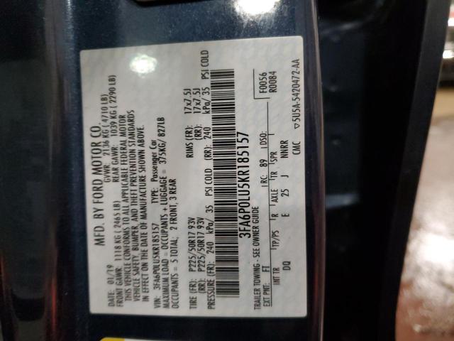 2019 FORD FUSION SE 3FA6P0LU5KR185157