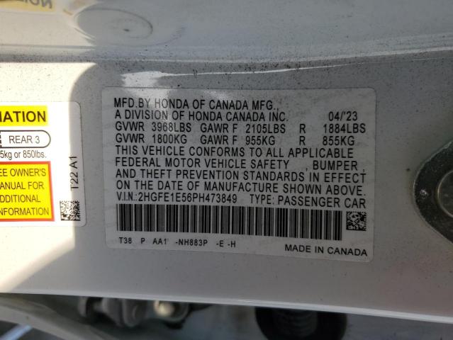 2023 HONDA CIVIC SI 2HGFE1E56PH473849