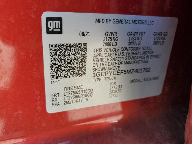 2021 CHEVROLET SILVERADO - 1GCPYCEF5MZ401762