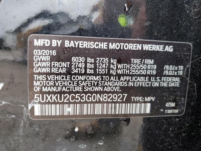 2016 BMW X6 XDRIVE3 - 5UXKU2C53G0N82927