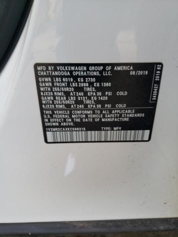 2019 VOLKSWAGEN ATLAS SEL 1V2MR2CAXKC598315