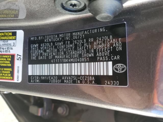 2021 TOYOTA CAMRY SE 4T1T11BK4MU040851
